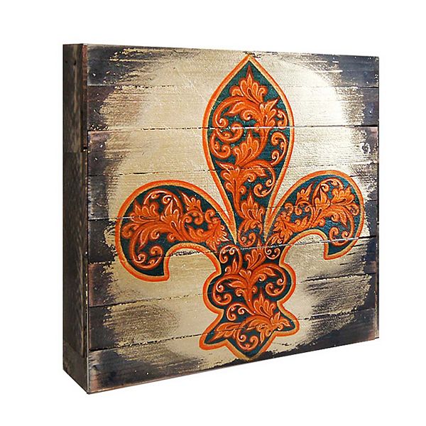 G.Debrekht Cross Fleur De Lis Wooden Gold Plated Wall Art by Museum Icon Celtic Décor G.DeBrekht