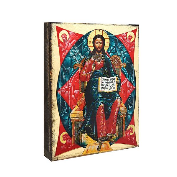 G.Debrekht Jesus Wooden Gold Plated Religious Orthodox Sacred Icon Inspirational Icon Décor G.DeBrekht