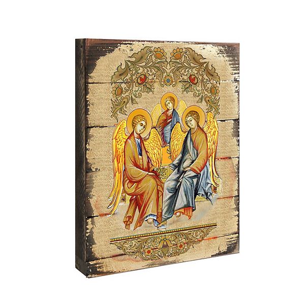 G.Debrekht Old Testament Trinity Wooden Gold Plated Religious Orthodox Sacred Icon Inspirational Icon Décor G.DeBrekht