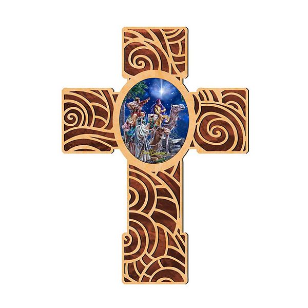 G.Debrekht Three Kings Modern Wooden Cross by D. Gelsinger Inspirational Icon Decor - 88286-DG G.DeBrekht