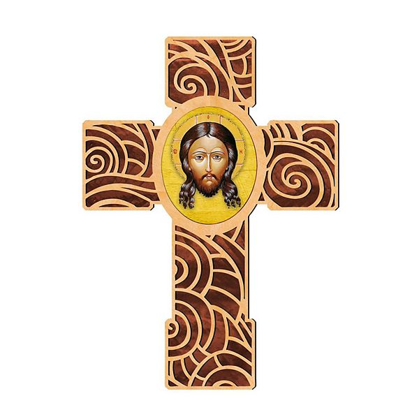 G.Debrekht Holy Face Modern Wooden Cross by Museum Icons Inspirational Icon Decor - 88218 G.DeBrekht