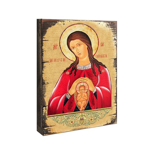 G.Debrekht Blessed Virgin Mary Lifegiving Wooden Gold Plated Religious Christian Sacred Icon Inspirational Icon Décor G.DeBrekht