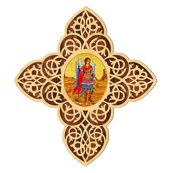 G.Debrekht St. Michael the Archangel Filigree Wooden Cross by Museum Icons Inspirational Icon Decor - 88422 G.DeBrekht