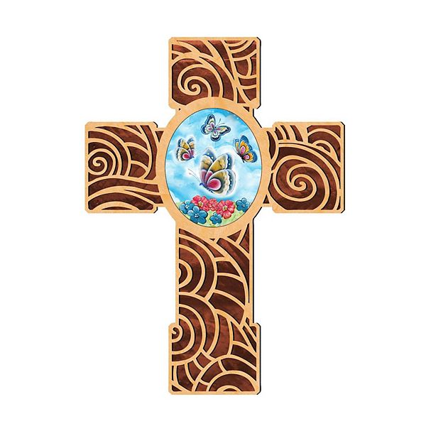 G.Debrekht New Life Butterfly Modern Wooden Cross by Museum Icons Inspirational Icon Decor - 88290 G.DeBrekht