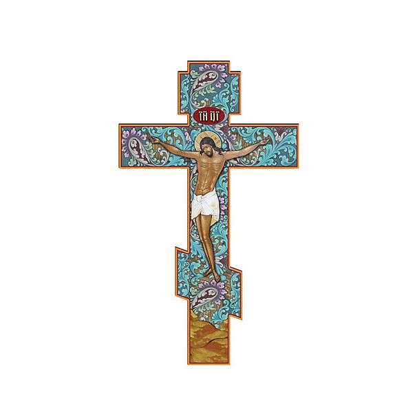 G.Debrekht Gold Plated Jesus Wooden Cross Wall Art by Museum Icons Inspirational Icon Decor - 88158 G.DeBrekht