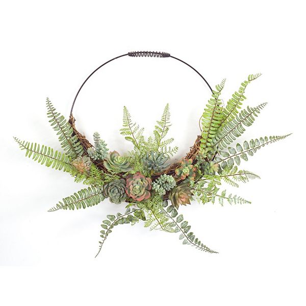 24.5" Fern and Succulent Wall Decor Diva At Home