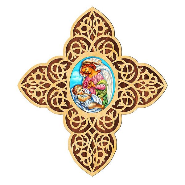 G.Debrekht Blessing Angel Filigree Wooden Cross by Museum Icons Inspirational Icon Decor - 88428 G.DeBrekht