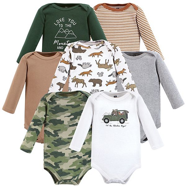 Мальчиковые Боди Hudson Baby Cotton Long-Sleeve Bodysuits, Animal Adventure 7-Pack Hudson Baby