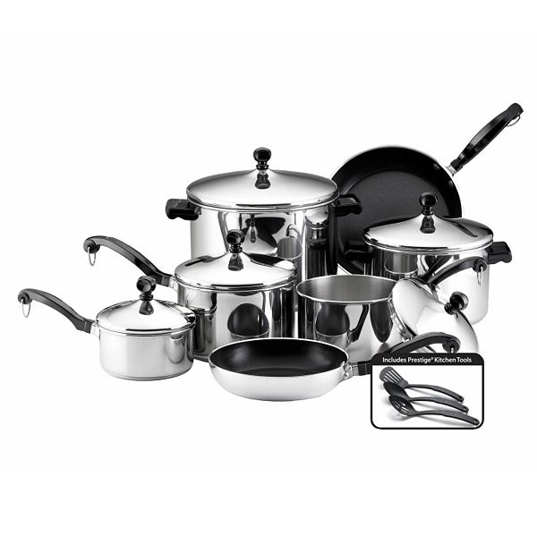 Farberware 15-pc. Nonstick Stainless Steel Cookware Set Farberware