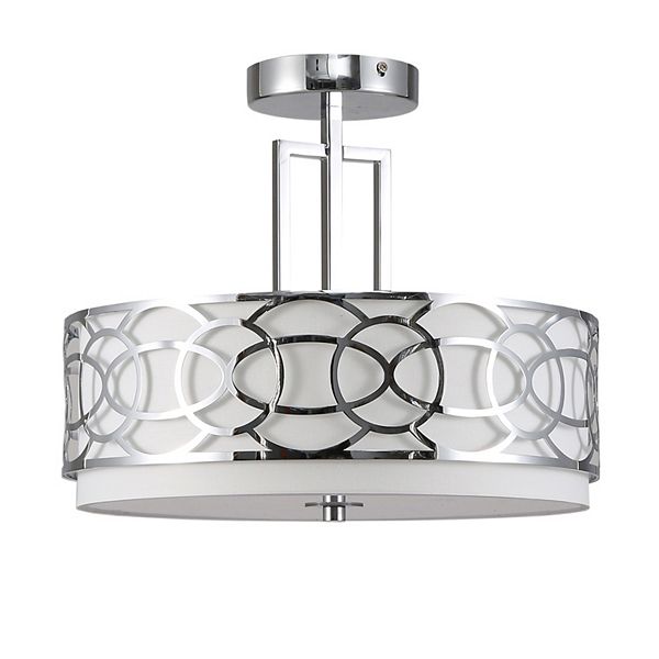 3-Light  14.5“  Drum Semi Flushmount , Brushed Nickel Cedar Hill