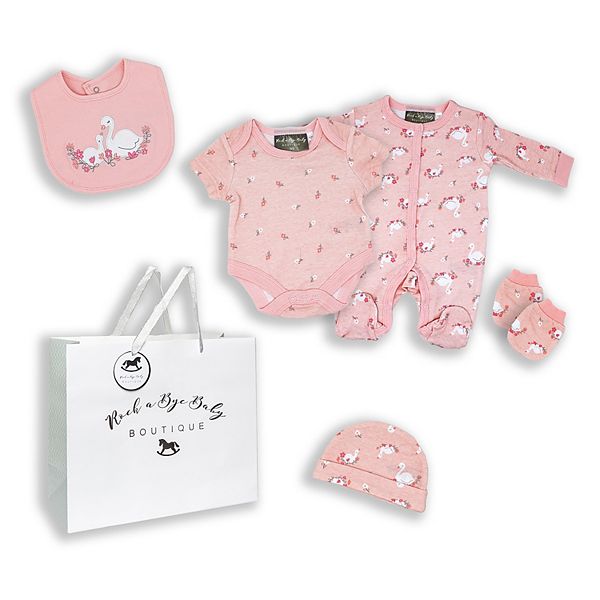 Набор из 5 предметов для девочек с лебедями в сетчатом мешке Rock A Bye Baby Boutique