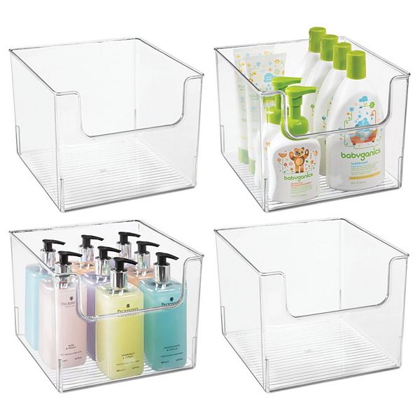 mDesign 10" x 10" x 7.75" Plastic Bathroom Storage Organizer Bin with Open Front - 4 Pack MDesign