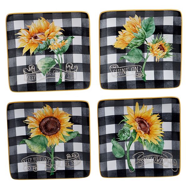 Certified International Sunflower Fields 4-piece Canape Plate Set Certified International