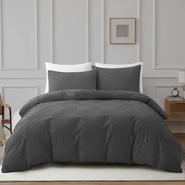 Unikome Soft Solid Clipped Duvet Cover Set with Corner Ties UNIKOME