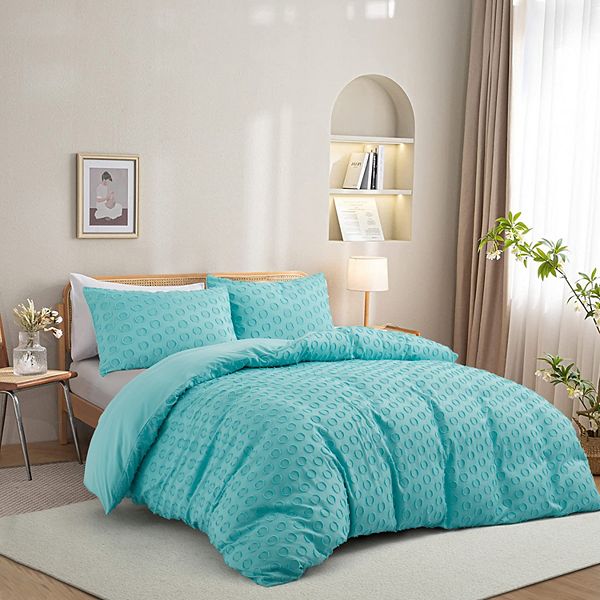 Unikome 2-Piece Ultra Soft Circle Quilted Clipped Duvet Cover Set UNIKOME