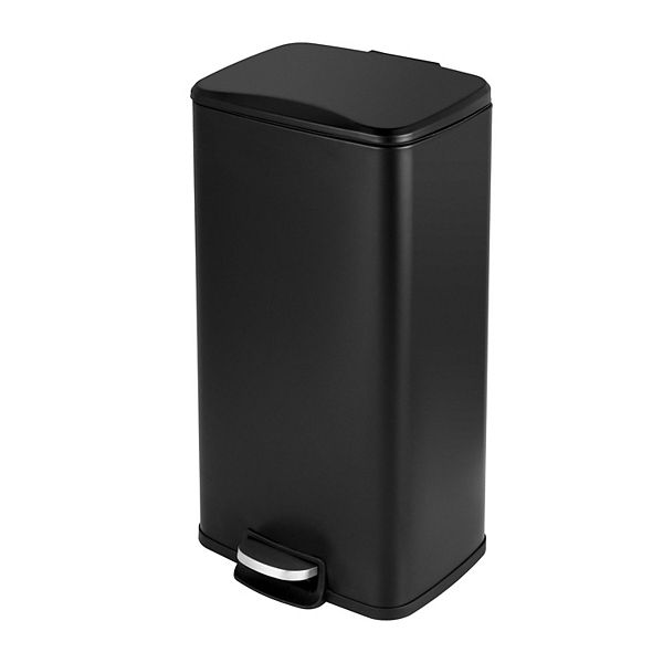 8 Gal./30 Liter Rectangular Matt Black step-on Trash Can for kitchen Mega Casa