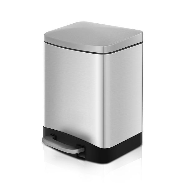 1.6 Gal./6 Liter Stainless Steel Rectangular Step-on Trash Can for Bathroom and Office Mega Casa