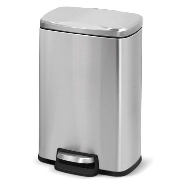 1.3 Gal./5 Liter Rectangular Stainless Steel Step-on Trash Can for Bathroom and Office Mega Casa