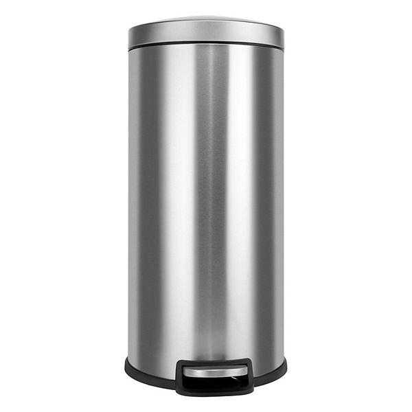 8 Gal./30 Liter Stainless Steel Round Step-on Trash Can for Kitchen Mega Casa