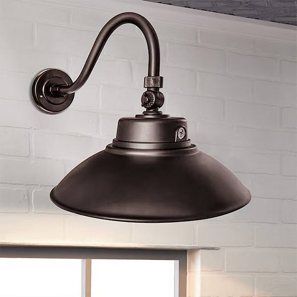 42W Brown LED Gooseneck Barn Light with Photocell Outdoor Wall Pack Light Dusk to Dawn 5000K Cedar Hill