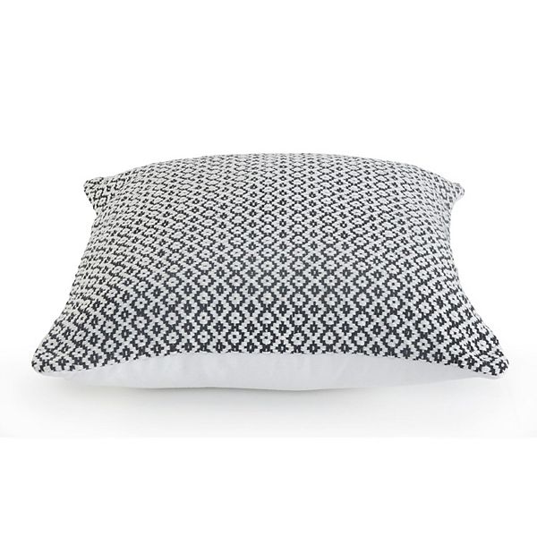 18" Black and White Bustling Geometric Square Throw Pillow Laddha Home Designs