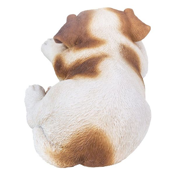 7.75" White and Brown Puppy Sleeping Outdoor Garden Figurine Hi-Line Gifts