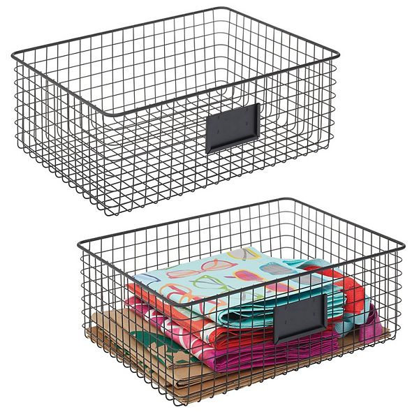 mDesign 16" x 12" x 6" Omaha Metal Wire Food Organizer Storage Bin - 2 Pack MDesign