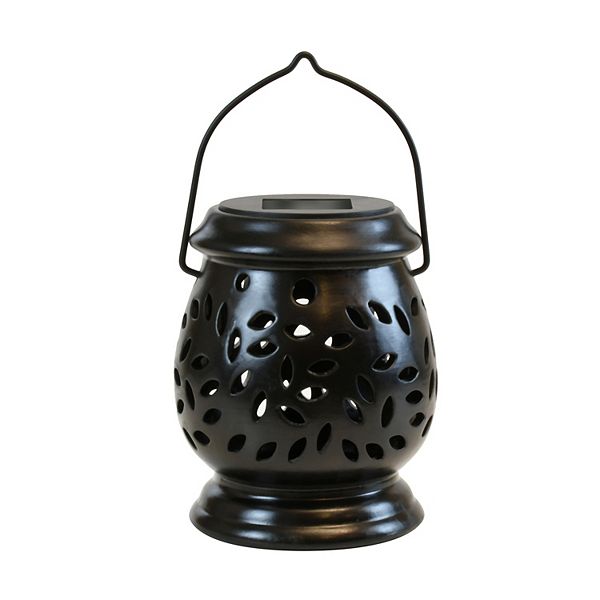 LumaBase Solar Powered Black Ceramic Lantern LumaBase