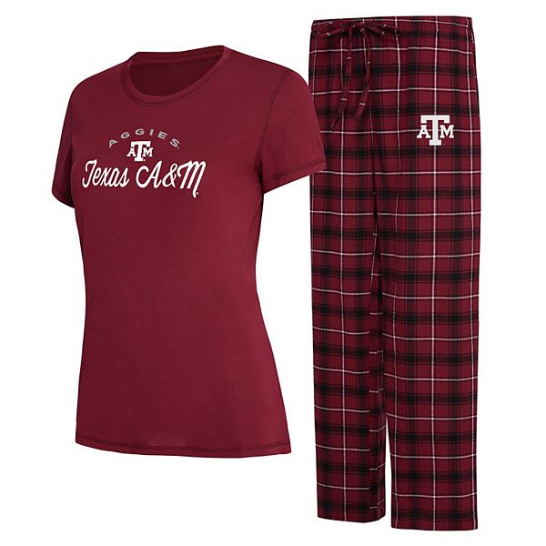 Women's Concepts Sport Maroon/Black Texas A&M Aggies Arctic T-Shirt & Flannel Pants Sleep Set Unbranded