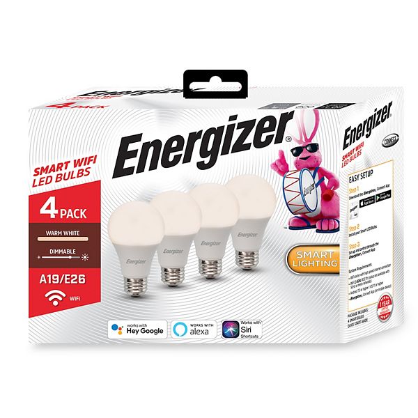 Energizer 4-Pack Smart Wi-Fi White LED A19 Light Bulbs Energizer