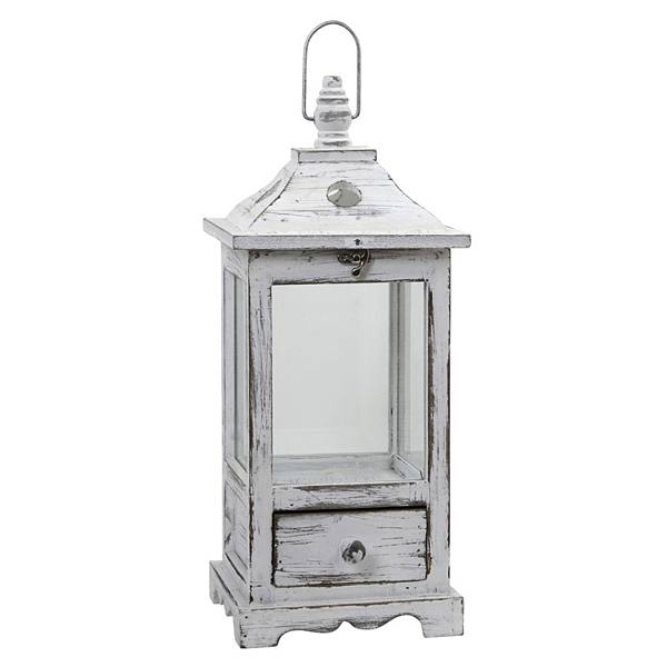 nearly natural Distressed Wooden Lantern with Drawer NEARLY NATURAL