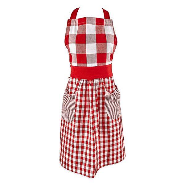 33.50" Red and White Checkered Apron Contemporary Home Living