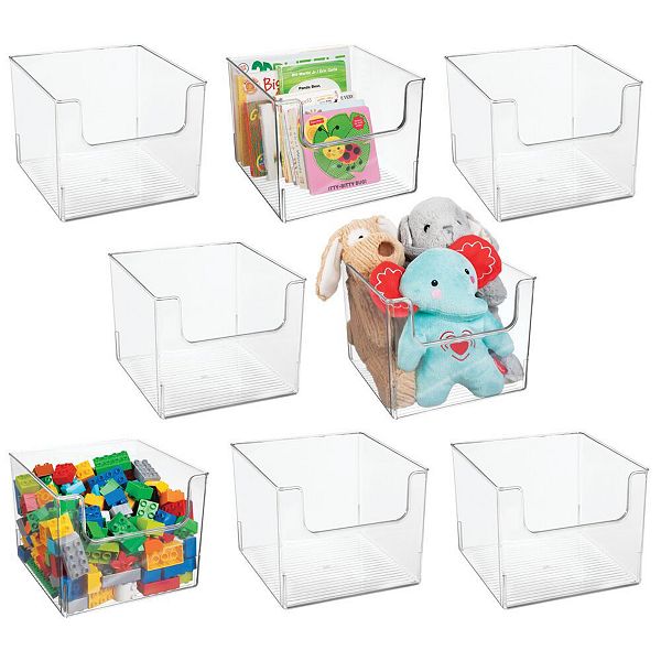 mDesign Linus 10" x 10" x 7.75" Plastic Household Storage Organizer Bins with Open Front, 8 Pack MDesign