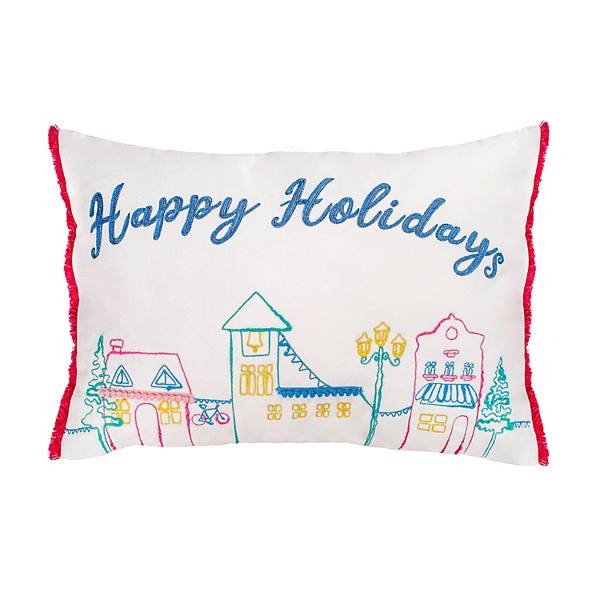 National Tree Company HGTV 14X20" Happy Holiday Embroidered Pillow National Tree Company