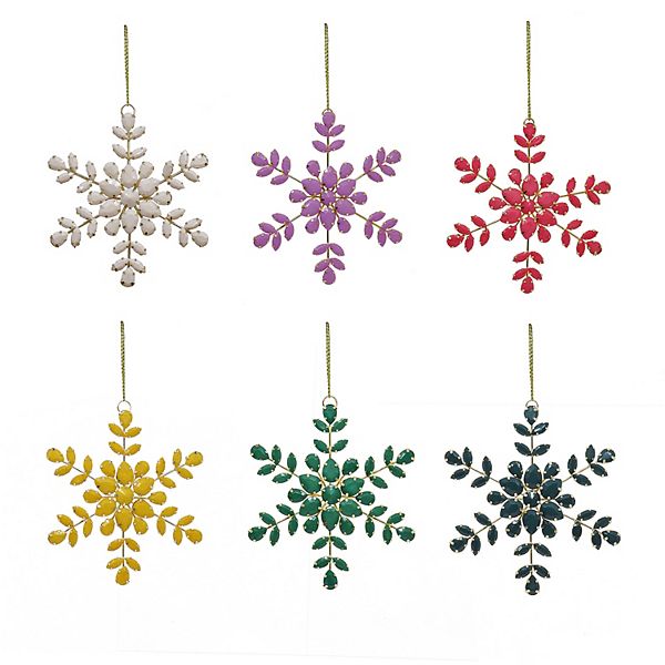 National Tree Company HGTV 6-Pack 5" Beaded Snowflake Christmas Ornaments National Tree Company