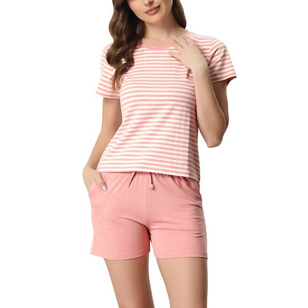 Women's Sleepwear Short Sleeve T-shirt With Shorts Stripe Couple Pajama Sets Cheibear