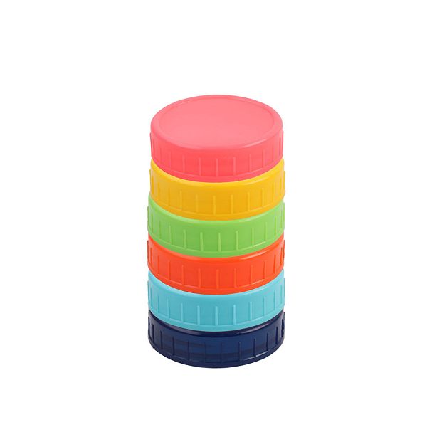 6 Pcs Colored Plastic Mason Jar Lids for Wide Mouth Mason Canning Jars Cup Unique Bargains