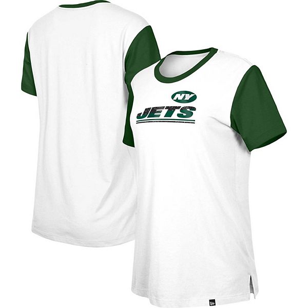 Женская Футболка New Era Бело-Зеленая New York Jets Third Down Colorblock New Era