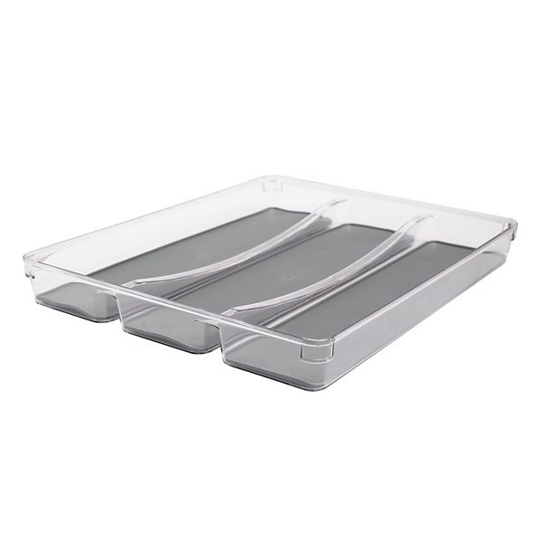 3 Compartment Acrylic Kitchen Utensils Drawer Organizer Tray Lexi Home