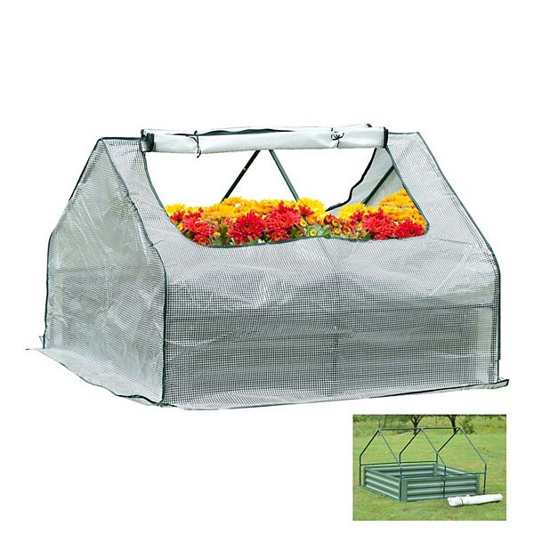 Aoodor 4ft. x 4ft. x 1ft. Raised Garden Metal Bed Mini Greenhouse Kit Aoodor