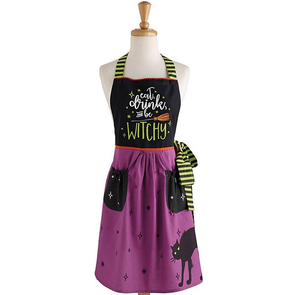 35" x 29" Black and Purple Bewitched Printed Apron Contemporary Home Living