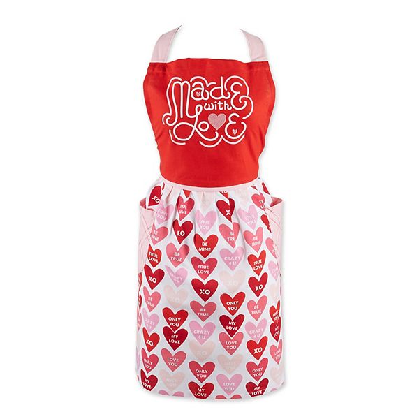 35" Red and White Love Print Skirt Apron Contemporary Home Living