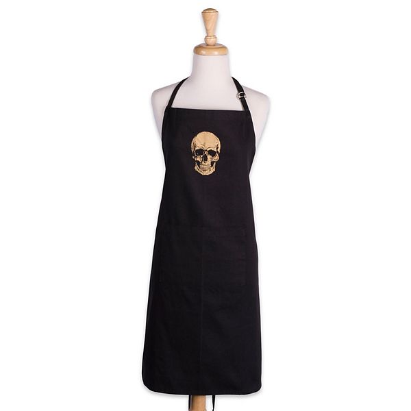 35” Black and Golden Color Skull Embellished Chef’s Apron CC Home Furnishings