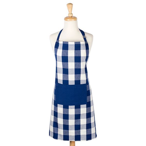 32” Navy Blue and White Buffalo Checked Adjustable Chef’s Apron with Pocket CC Home Furnishings