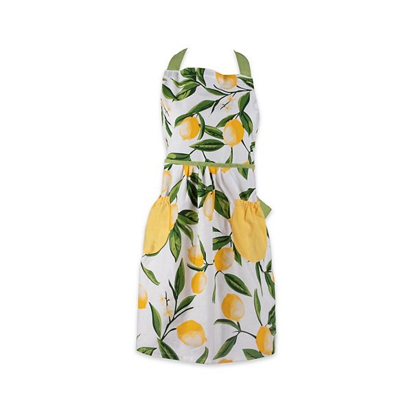 31" x 40" Yellow  Green  and White Lemon Bliss Printed Apron Contemporary Home Living