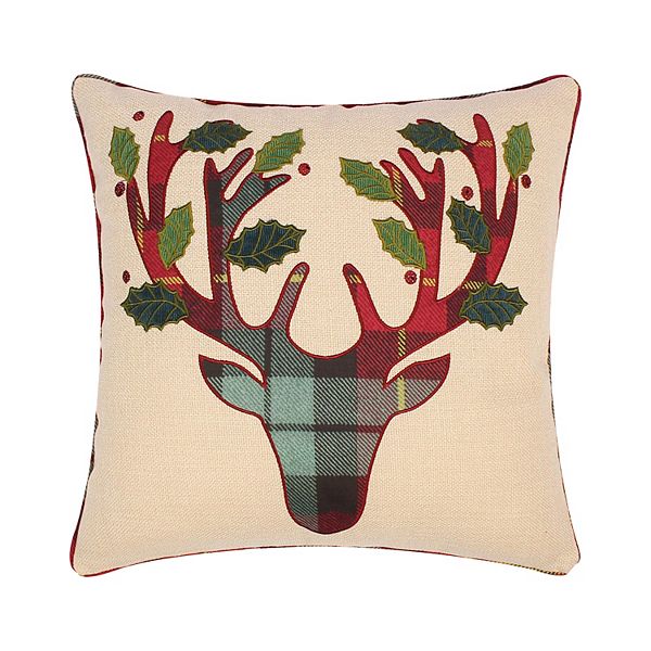 Levtex Home Yuletide Plaid Reindeer Throw Pillow Levtex