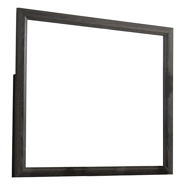 39 Inch Contemporary Wooden Frame Mirror, Gray Benzara