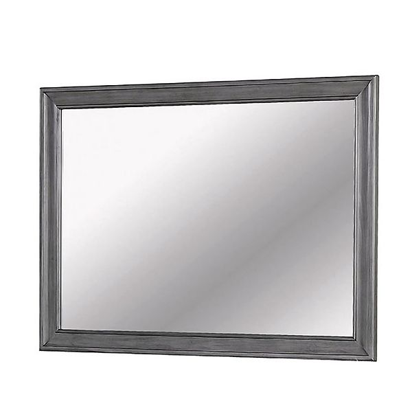 Mirror with Wooden Frame with Molded Trim, Gray Benzara