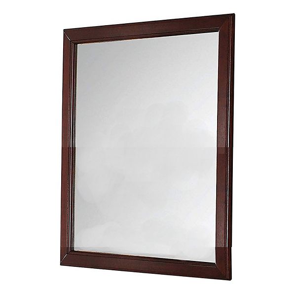 Transitional Style Mirror with Raised Wooden Frame, Brown and Silver Benzara