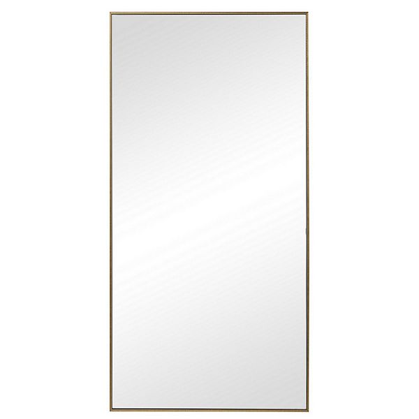 Rectangular Shape Thin Polystyrene Frame Mirror, Gold Benzara